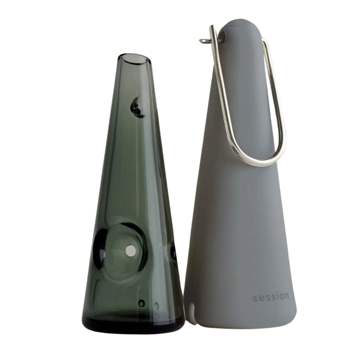 Session glass hand pipe with silicone sleeve